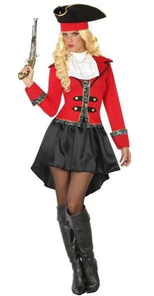 Disfraz de Bucanera en Rojo para Mujer Piratas Atosa